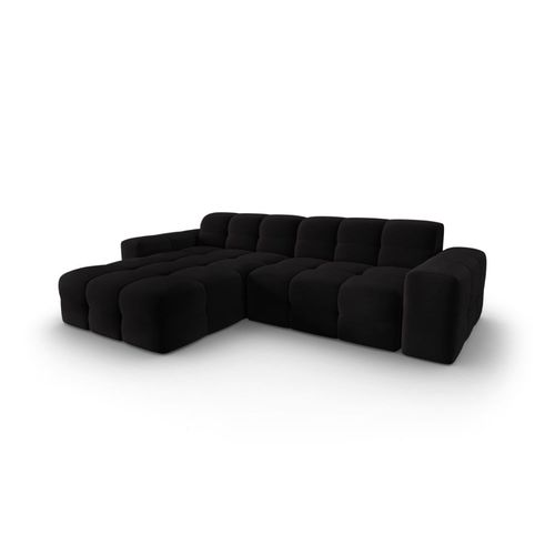 Canapé D'angle Gauche 4 Places En Tissu Velours Noir