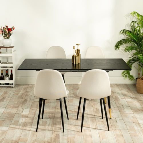 Ensemble Table Extensible Noir 120-160 Et 4 Chaises