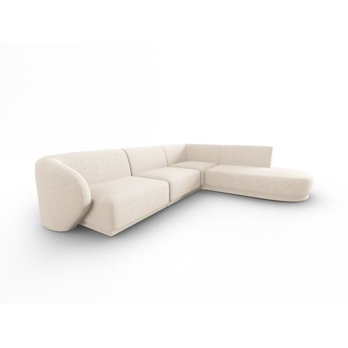 Canapé D'angle Droit 5 Places En Tissu Chenille Beige Clair