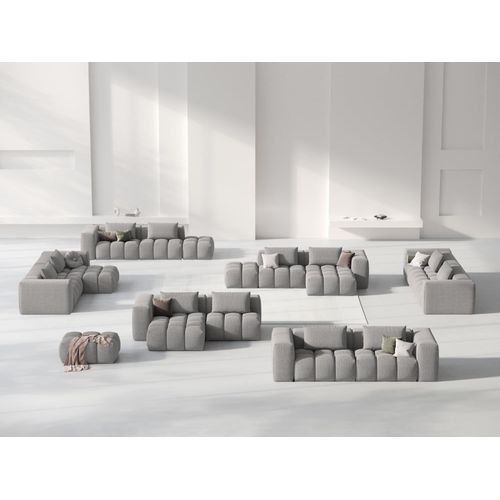 Canapé D'angle Gauche Modulable 3 Places Tissu Structurel Beige Foncé