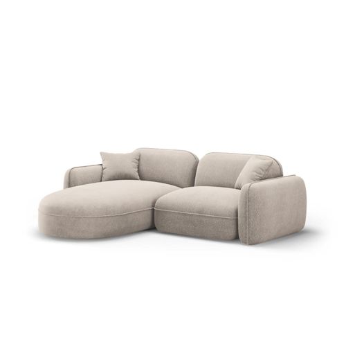 Canapé D'angle Gauche Modulable 3 Places En Velours Beige Foncé