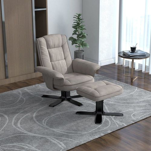 Fauteuil De Relaxation Avec Repose-Pieds En Tissu Beige/Noir