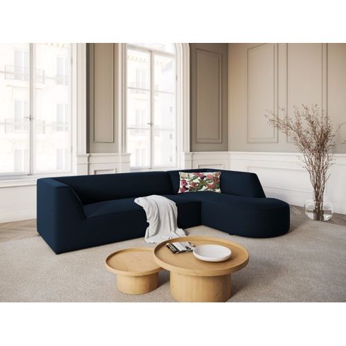 Canapé D'angle Droit 4 Places En Velours Bleu Foncé