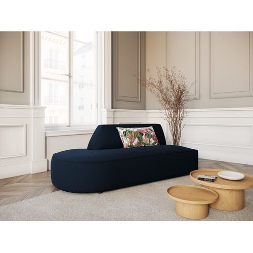 Canapé Modulable Gauche 2 Places En Velours Bleu Foncé