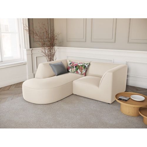 Canapé D'angle Gauche 3 Places En Velours Beige
