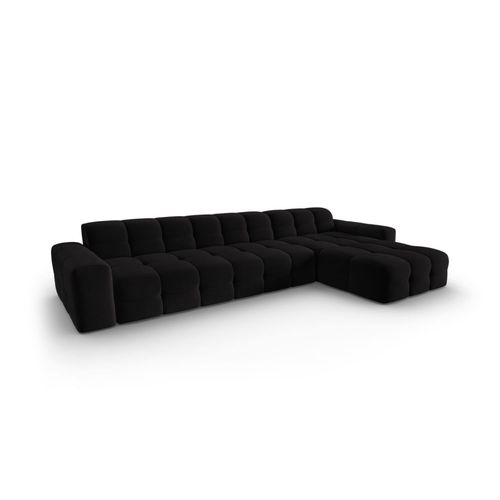 Canapé D'angle Droit 5 Places En Tissu Velours Noir