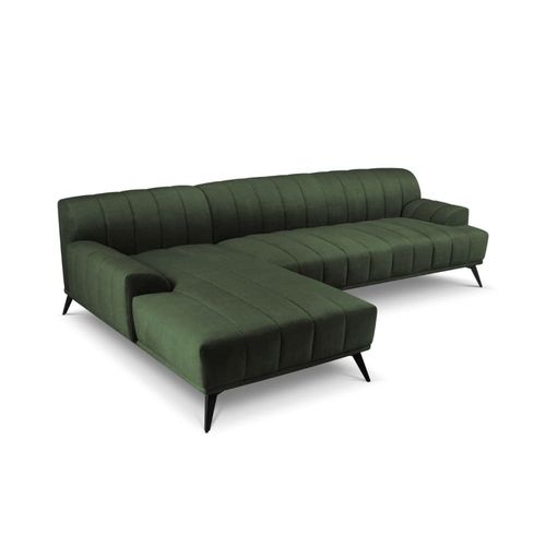 Canapé D'angle Gauche 5 Places En Velours Vert