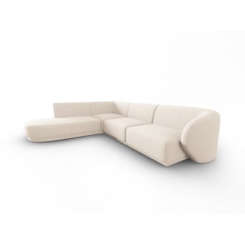 Canapé D'angle Gauche 5 Places En Tissu Chenille Beige Clair