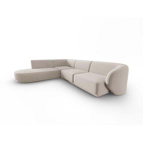 Canapé D'angle Gauche Modulable 5 Places En Velours Beige