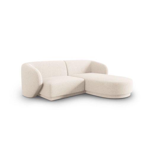 Canapé D'angle Droit Modulable 3 Places En Tissu Chenille Beige Clair