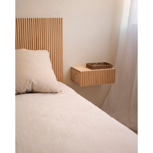Table De Chevet En Bois De Sapin Flottant Ton Marron 40x15cm