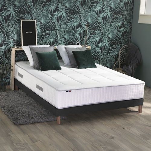 Pack matelas ressort 7 zones sommier oreiller couette 140x190