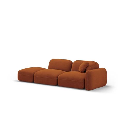 Canapé Modulable Gauche 3 Places En Velours Terracotta