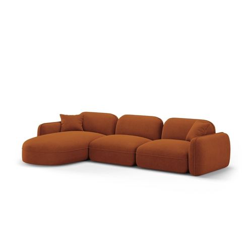 Canapé D'angle Gauche Modulable 4 Places En Velours Terracotta