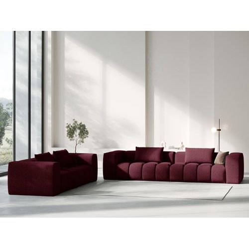 Canapé Modulable 5 Places En Tissu Structurel Bordeaux