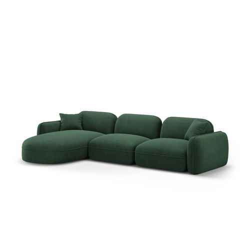 Canapé D'angle Gauche Modulable 4 Places En Velours Vert
