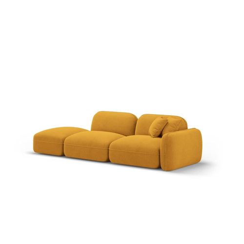 Canapé Modulable Gauche 3 Places En Velours Moutarde