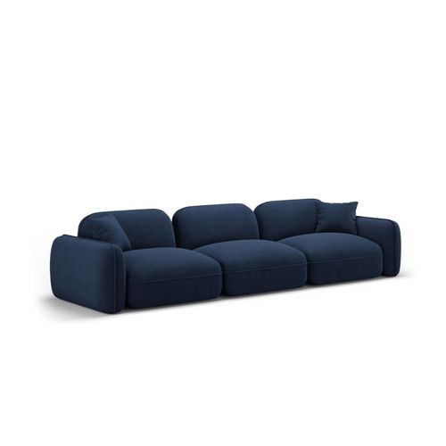 Canapé Modulable 4 Places En Velours Bleu Foncé