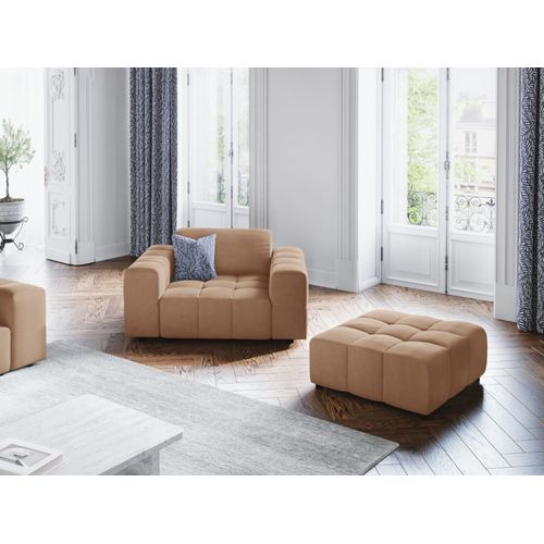 Fauteuil En Tissu Velours Beige Foncé