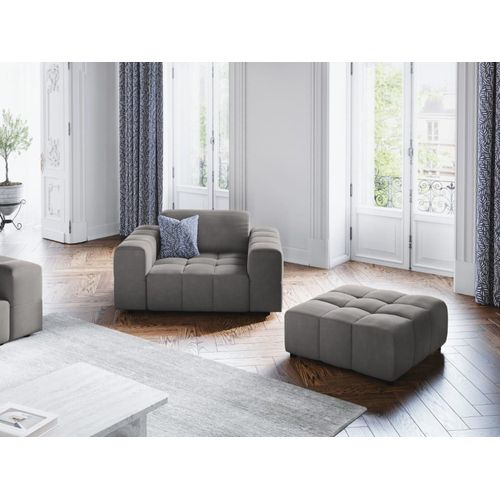 Fauteuil En Tissu Velours Gris Clair