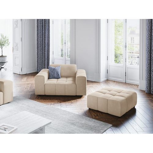 Fauteuil En Tissu Velours Beige Clair
