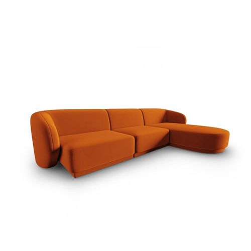 Canapé D'angle Droit Modulable 4 Places En Velours Terracotta