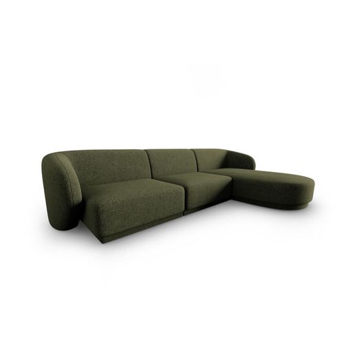 Canapé D'angle Droit Modulable 4 Places En Tissu Chenille Vert Chiné