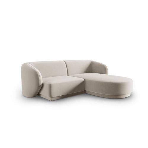 Canapé D'angle Droit Modulable 3 Places En Velours Beige