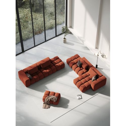 Canapé Modulable Droit 3 Places En Tissu Structurel Corail