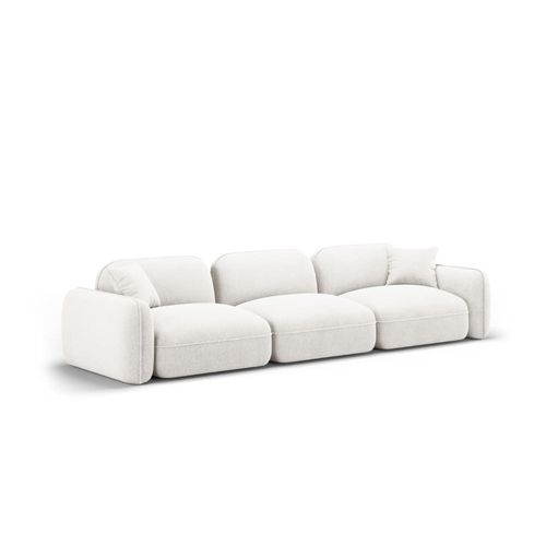 Canapé Modulable 4 Places En Velours Ivoire