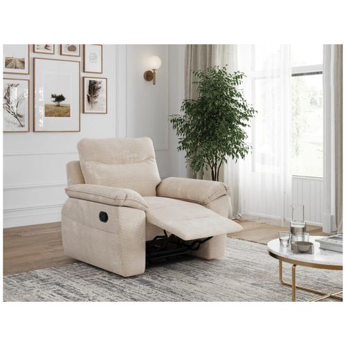 Fauteuil De Relaxation Manuel En Velours Côtelé Beige