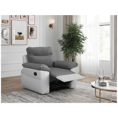 Fauteuil De Relaxation Manuel En Tissu Et Simili - Blanc/Gris