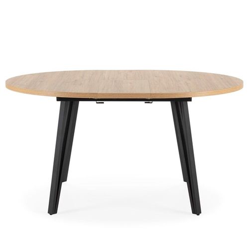 Table Ronde Extensible De 120 À 150 Cm Avec Pieds En Métal Noir