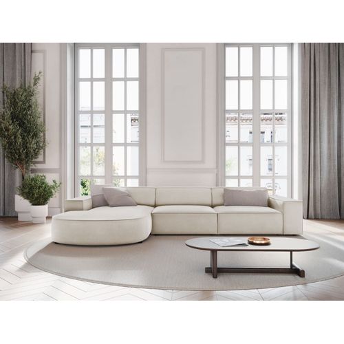 Canapé D'angle Gauche 4 Places En Velours Beige Foncé
