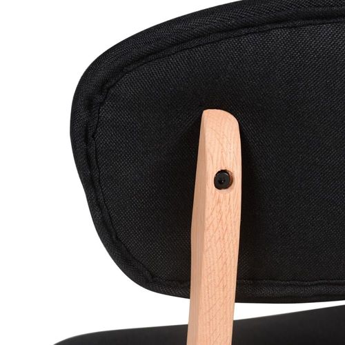 Chaise Plan De Travail Bandeau En Tissu Noir Et Pieds Chêne Hana