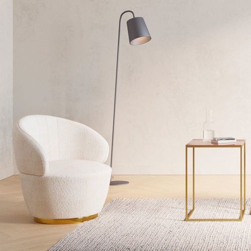 Fauteuil Tissu Effet Mohair Crème Pivotant Venus