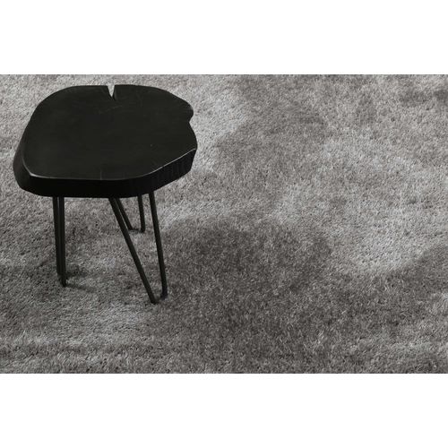 Tapis Rond Poils Longs Doux Brillant Gris Clair 120 Rd.