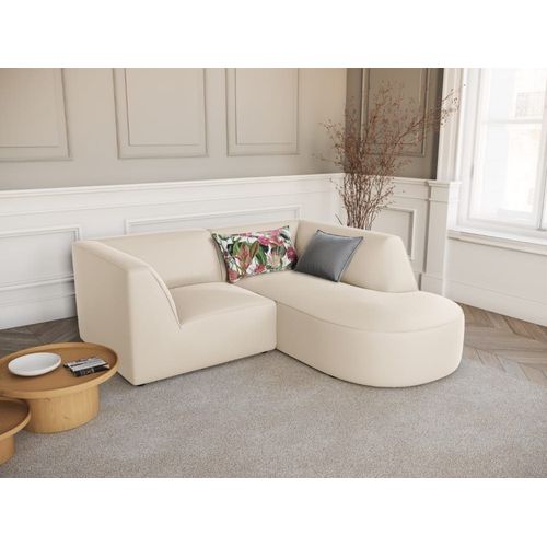 Canapé D'angle Droit 3 Places En Velours Beige