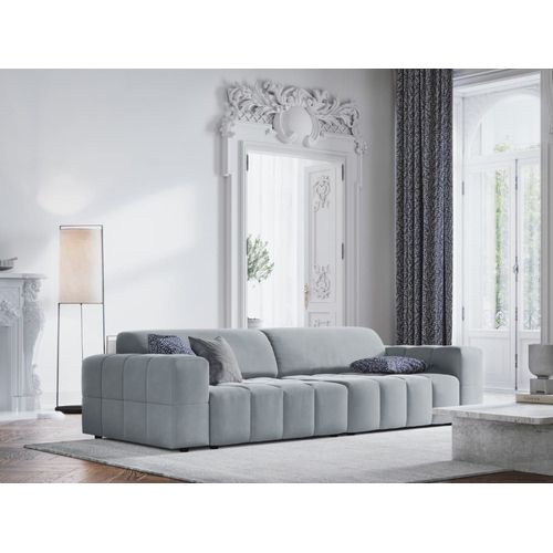 Canapé 4 Places En Tissu Velours Bleu Clair