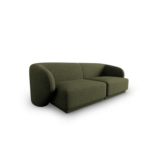 Canapé Modulable 2 Places En Tissu Chenille Vert Chiné