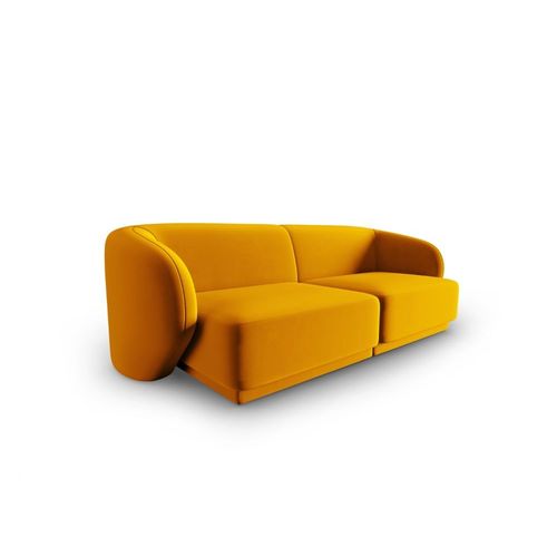 Canapé Modulable 2 Places En Velours Jaune