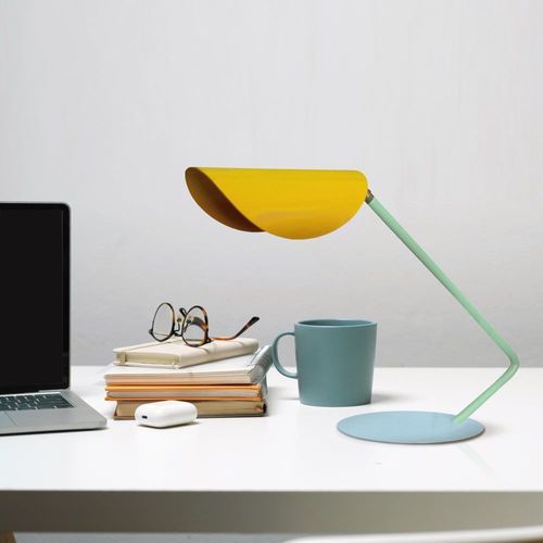 Lampe De Bureau Tosel ,Métal,Jaune ,H35xd22x P 51cm