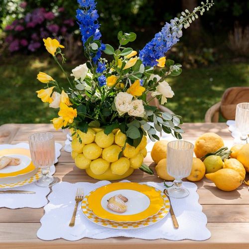 Vase citrons en porcelaine jaune H19