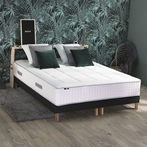 Pack matelas ressort 7 zones sommier oreiller couette 2x90x200