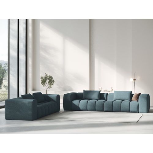 Canapé Modulable 5 Places En Tissu Structurel Bleu Clair