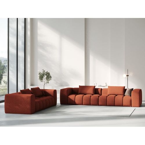 Canapé Modulable 3 Places En Tissu Structurel Corail