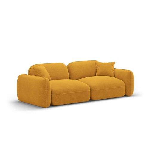 Canapé Modulable 3 Places En Velours Moutarde