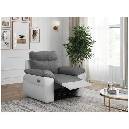 Fauteuil De Relaxation Électrique En Tissu Et Simili - Blanc/Gris