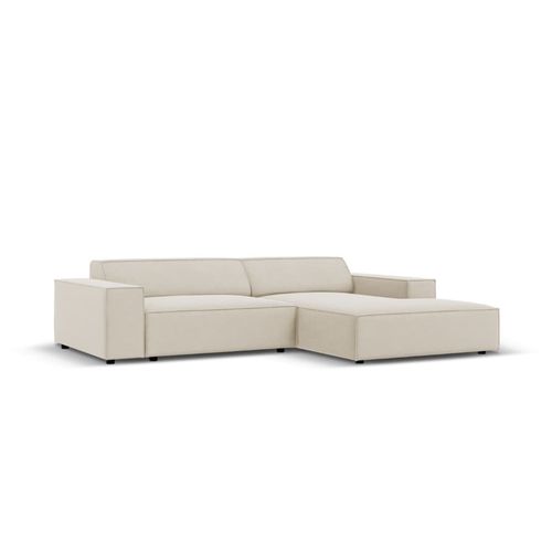 Canapé D'angle Droit Modulaire 3 Places En Velours Beige Foncé