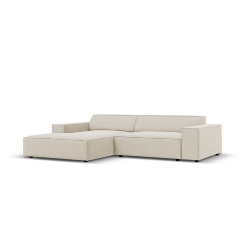 Canapé D'angle Gauche Modulaire 3 Places En Velours Beige Foncé